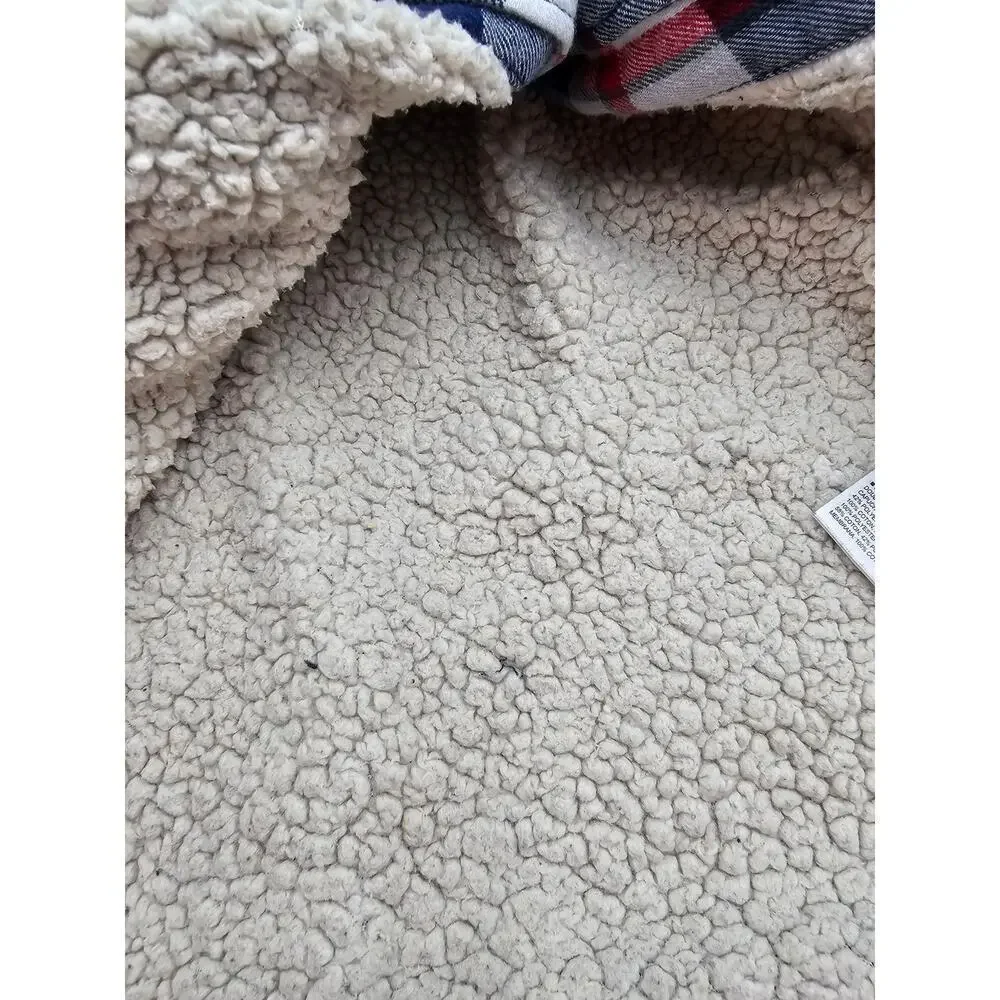 GapKids Boy's Size 6-7 Plaid Hooded Button-down Jacket with Fleece Lining